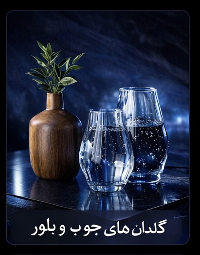 گلدان های بلور و چوب